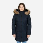 Womens winter jacket long puffer blue