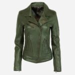 Ladies leather jacket green Jane 5