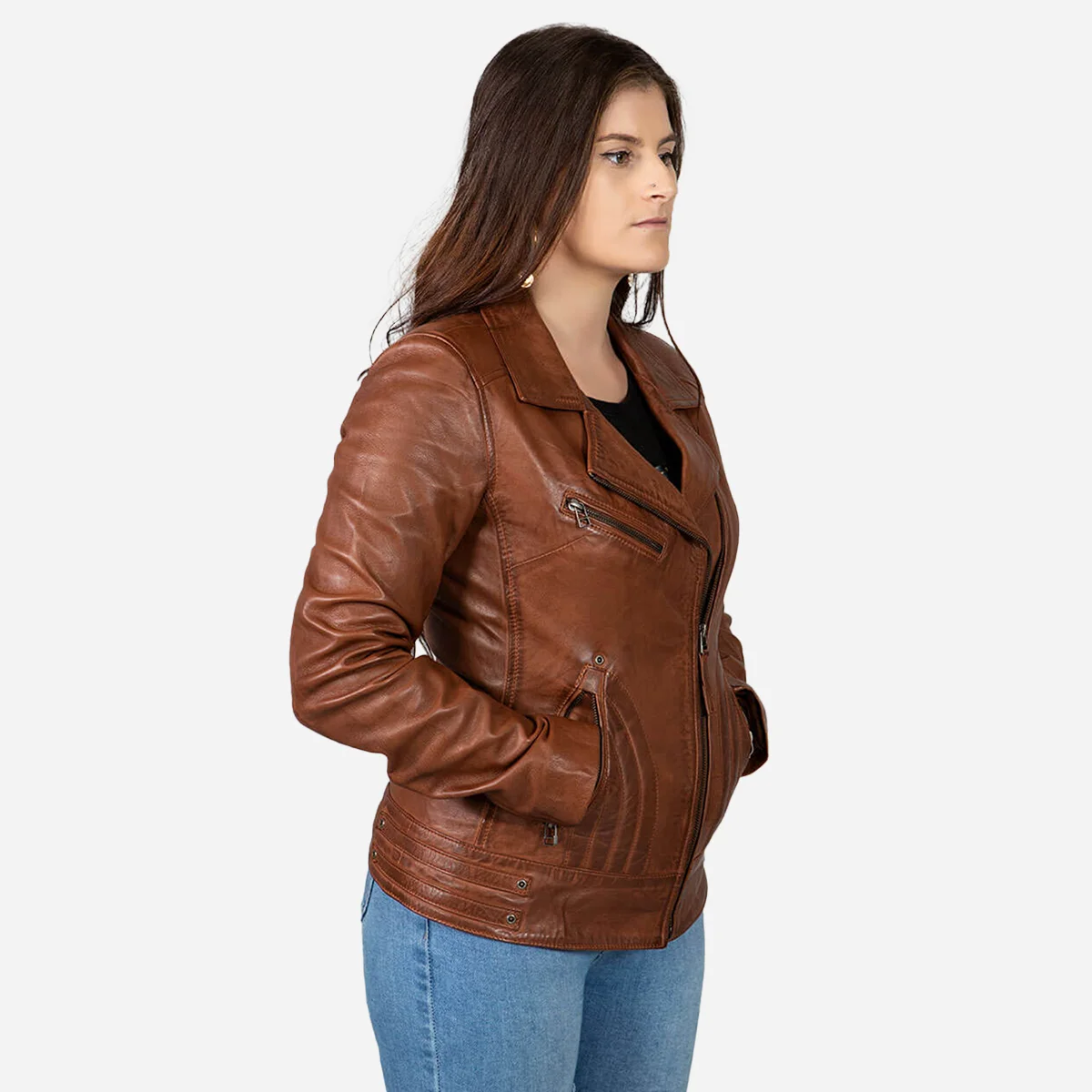 Ladies leather jacket brandy Jane 5 - Image 2