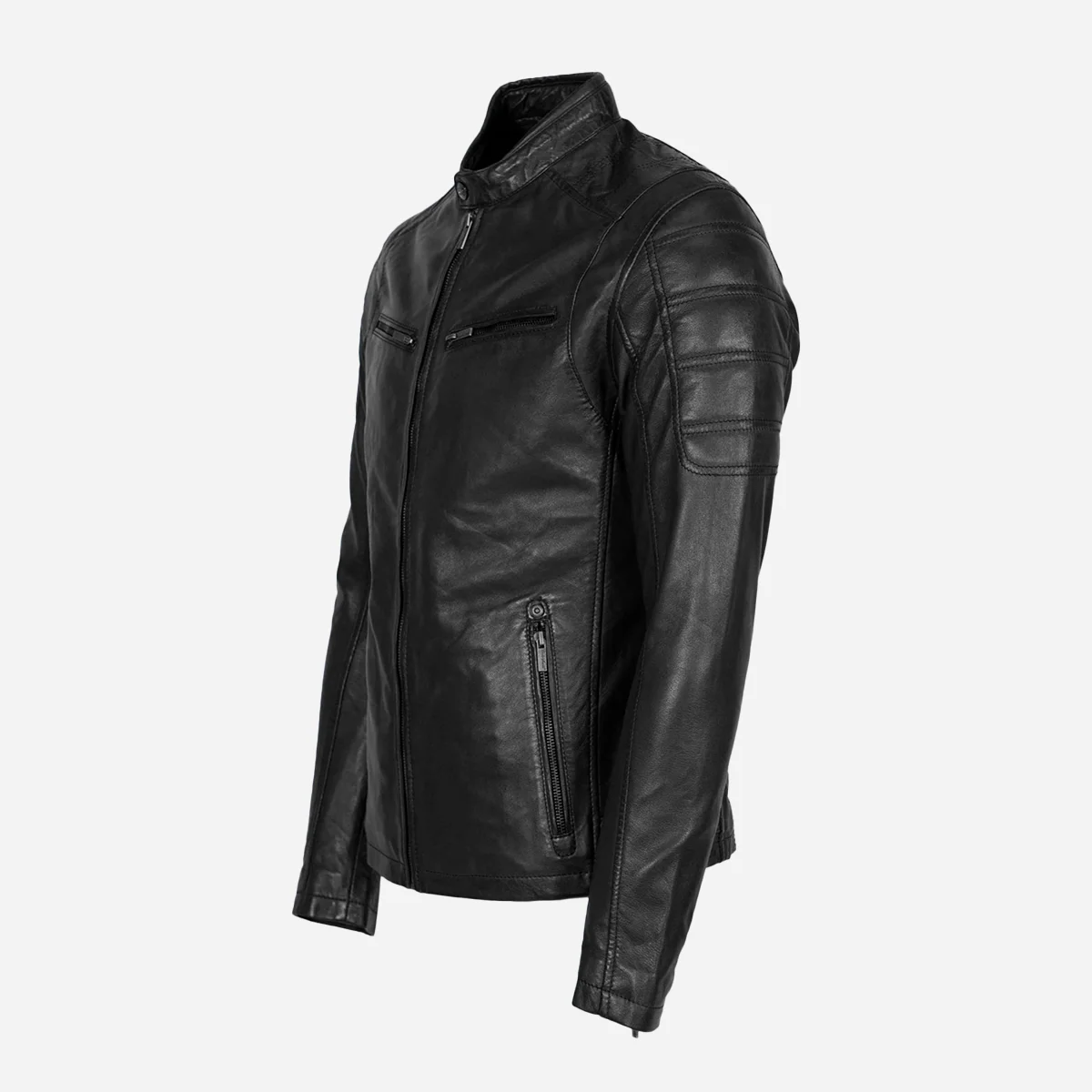 Mens leather jacket black 9903 - Image 2