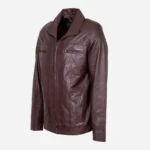 Mens leather jacket veg wood Da004