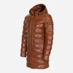 Mens leather puffer jacket brandy Nick