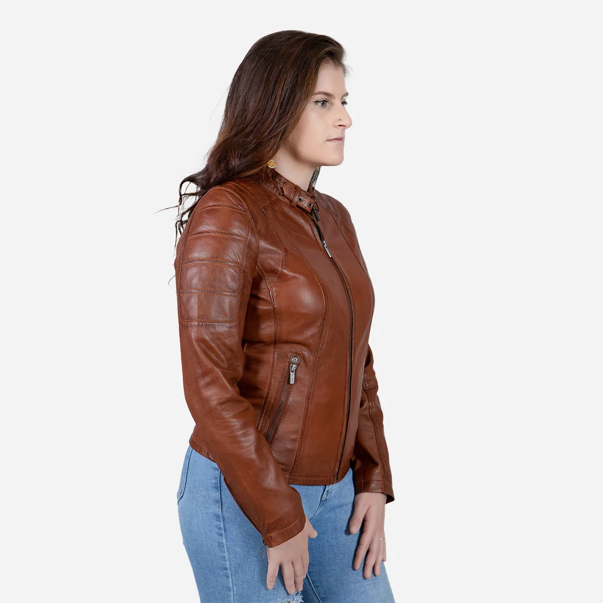 Ladies leather jacket brandy Chessy