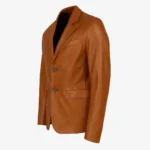 Mens leather brandy classic blazer Primo