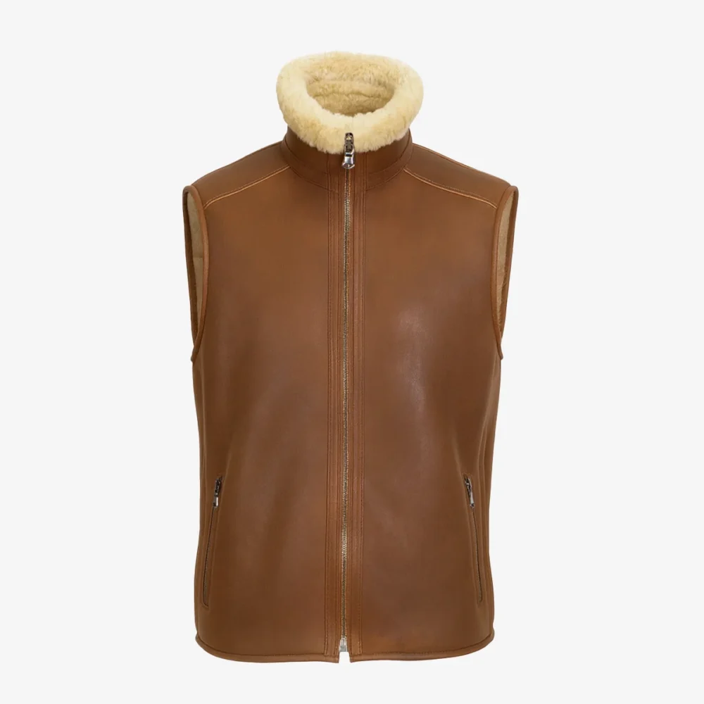 Men’s shearling lammy cognac Bodywarmer