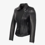 Ladies leather biker jacket perfecto black 9905