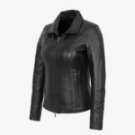 Womens leather jacket black Com 4
