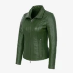 Womens leather jacket green Com 4