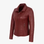 Womens leather jacket maroon Com 4