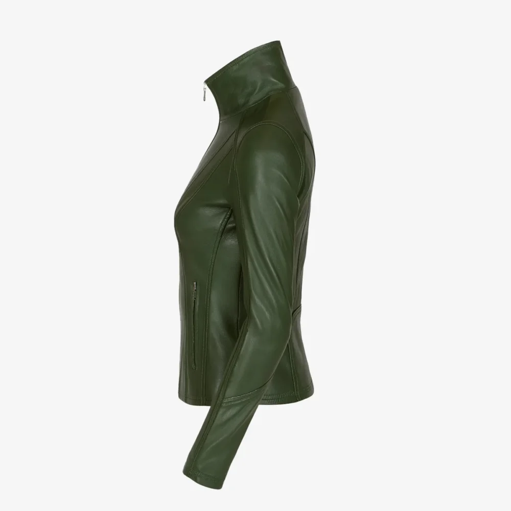 Women's Leather Jacket green 9938 A