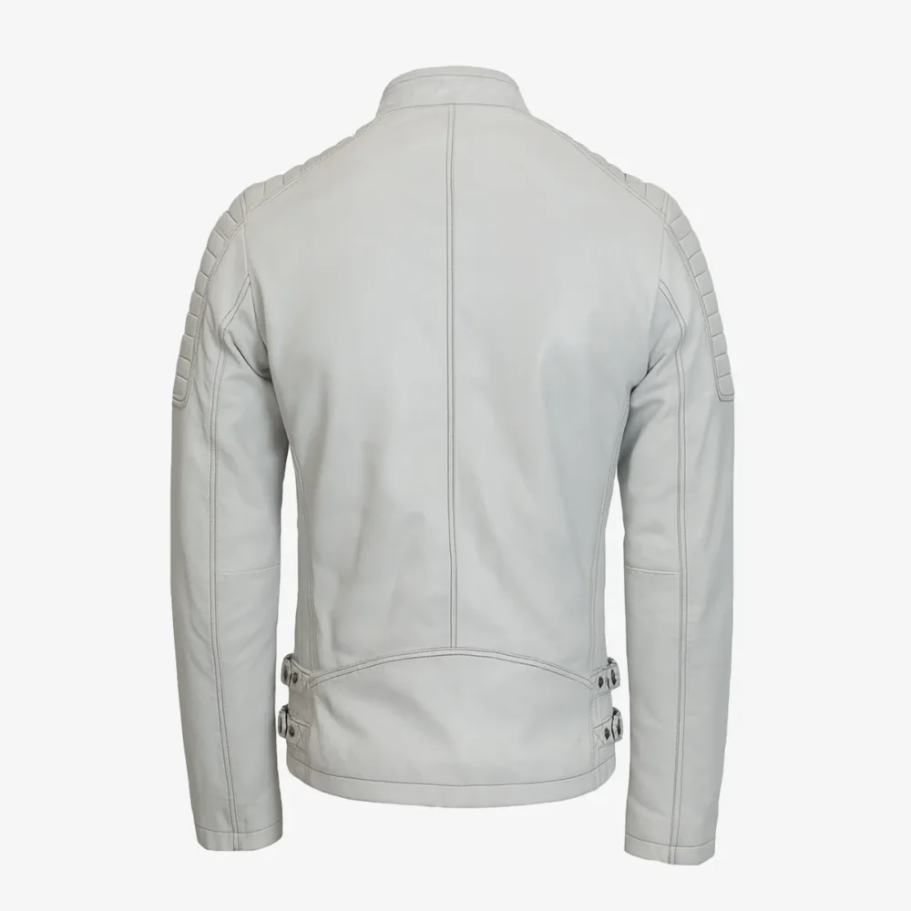 Men's leather jacket white 9948