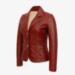 Womens leather Blazer 24 red