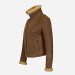Women's shearling coat cognac crop Kat