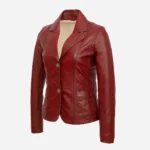 Womens leather Blazer 24 red