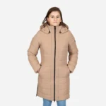 Womens winter jacket long puffer beige