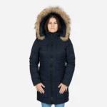Womens winter jacket long puffer blue