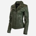 Ladies leather jacket green Jane 5
