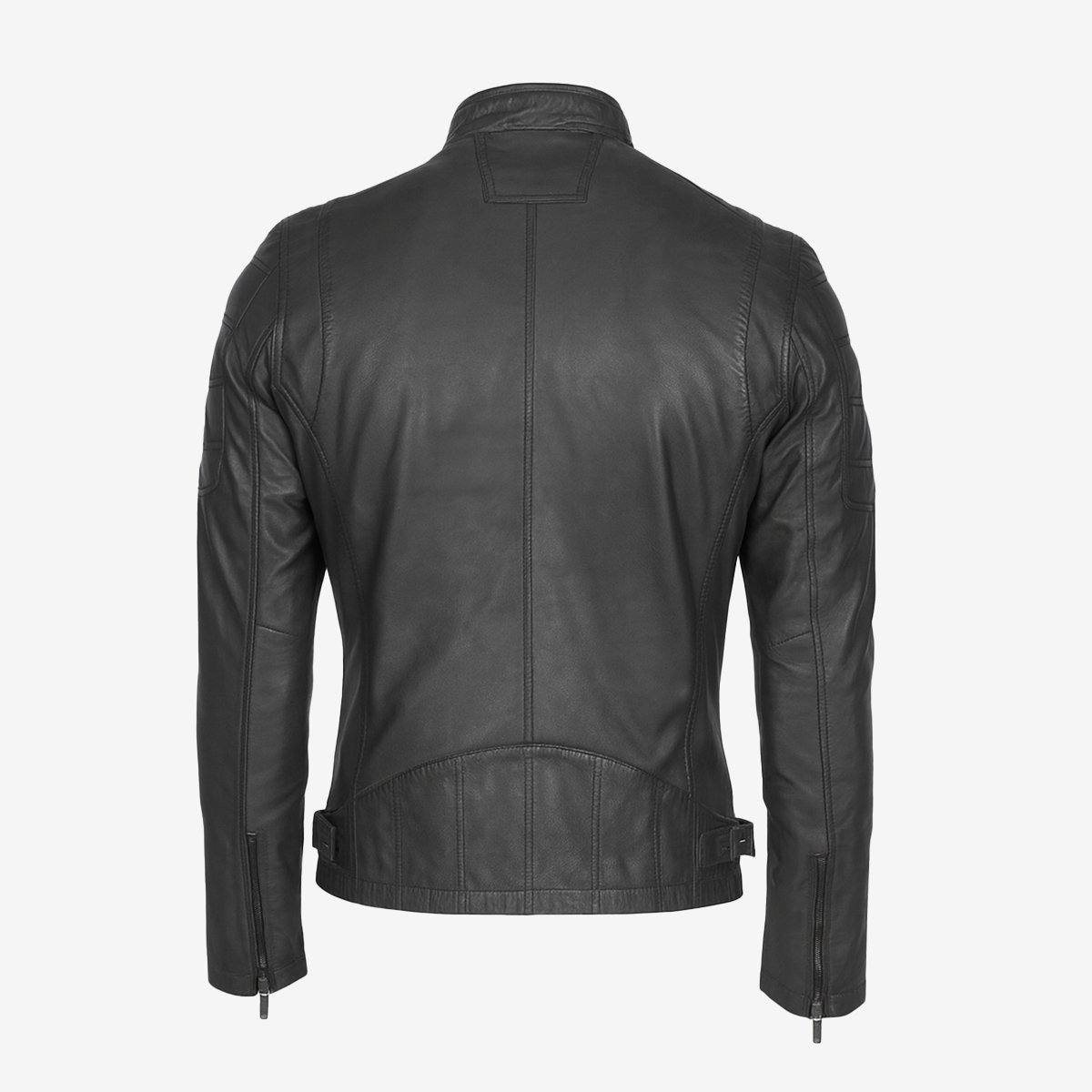 Mens leather jacket charcoal gray 9903 - Image 3