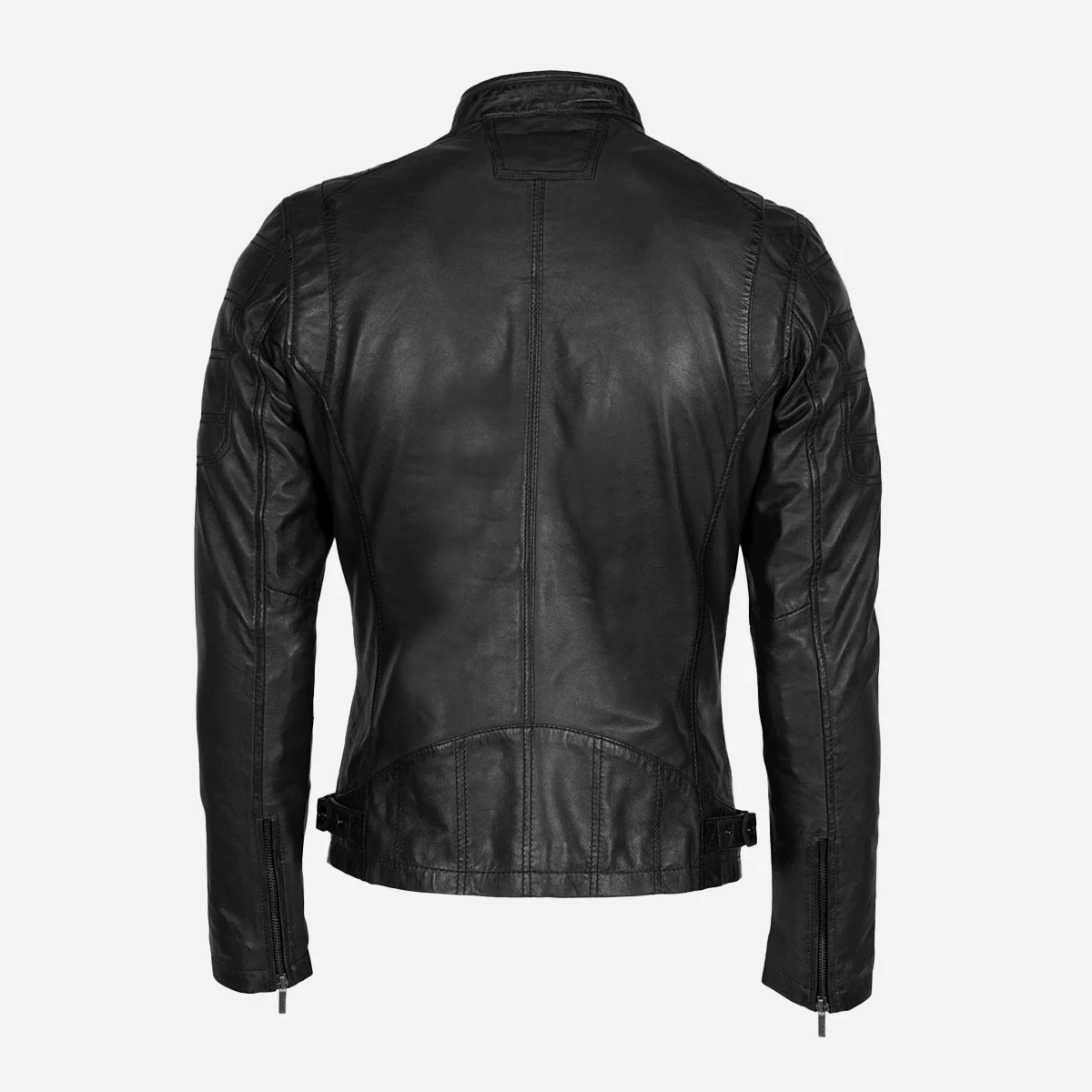 Mens leather jacket black 9903 - Image 3