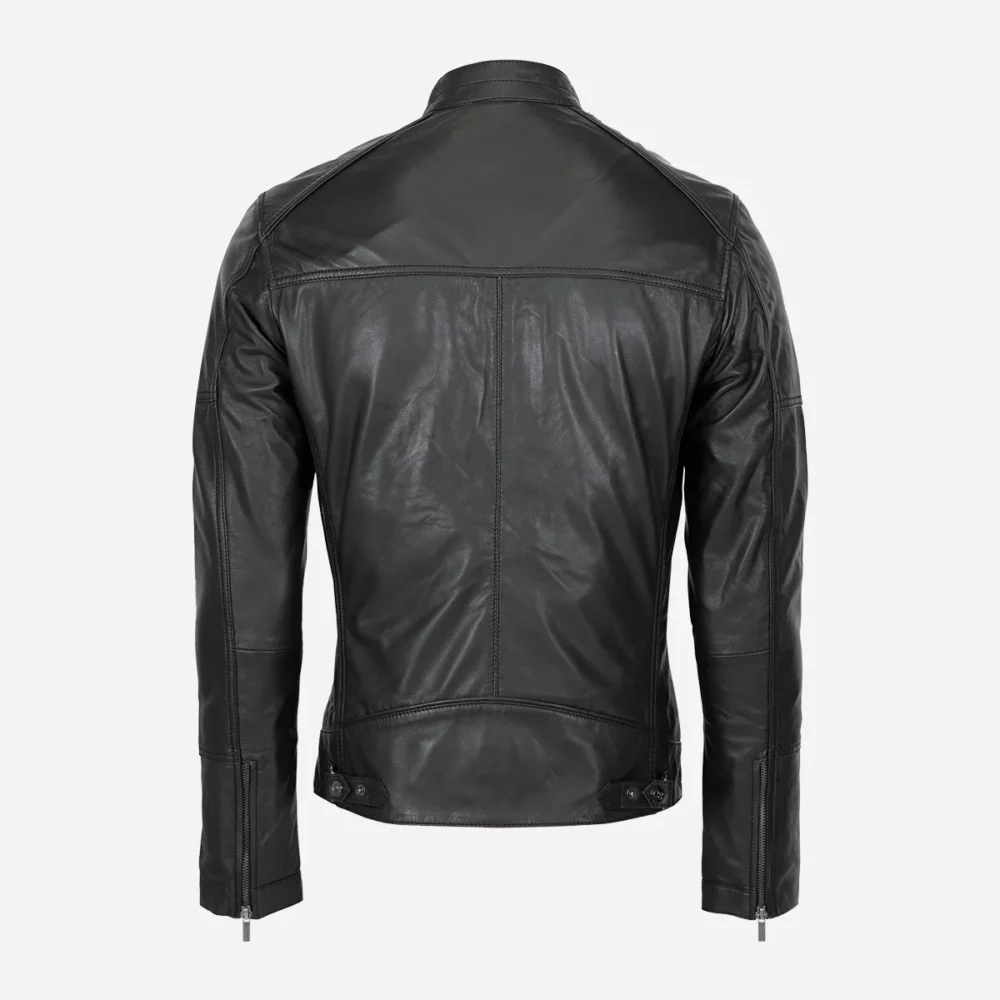 Mens leather jacket black N082