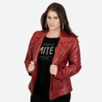 Ladies leather jacket red Jane 5
