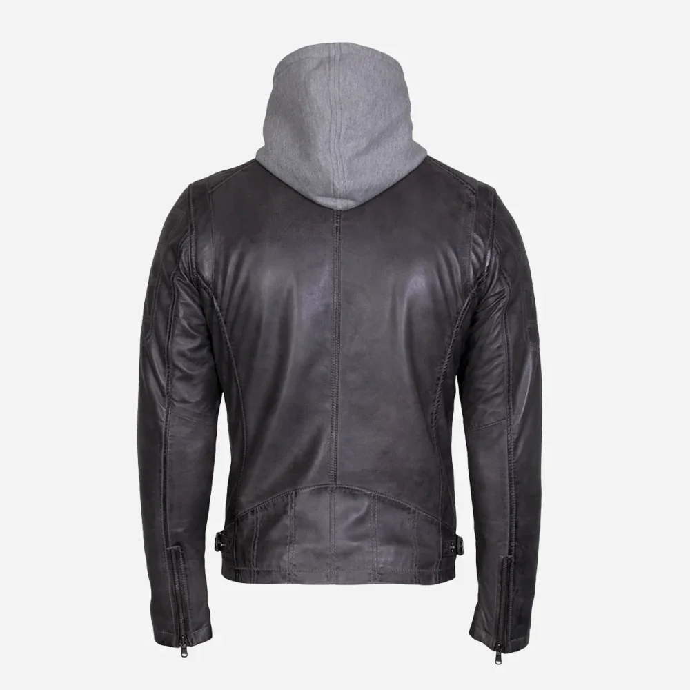 Mens leather jacket charcoal 9980