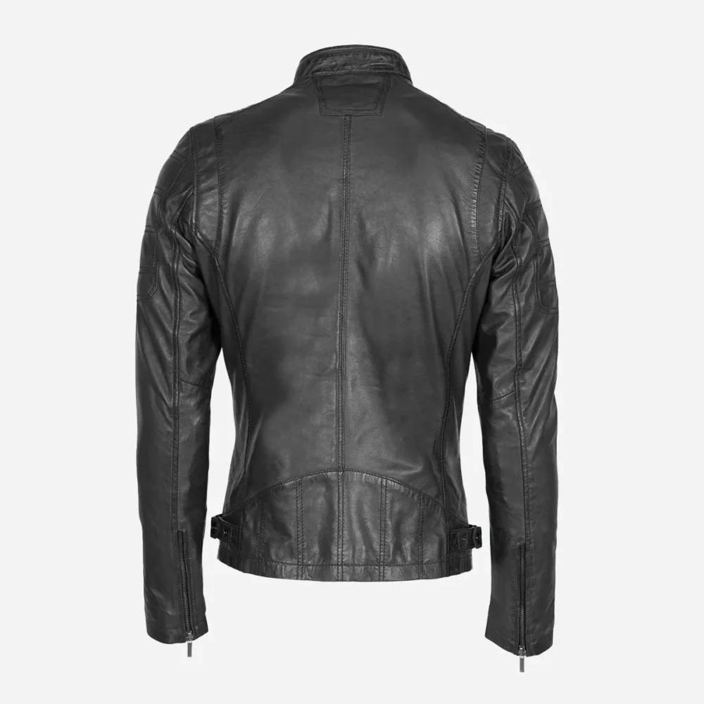 Mens leather jacket charcoal gray 9903