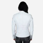 Ladies biker jacket stripes/patches white Lady T