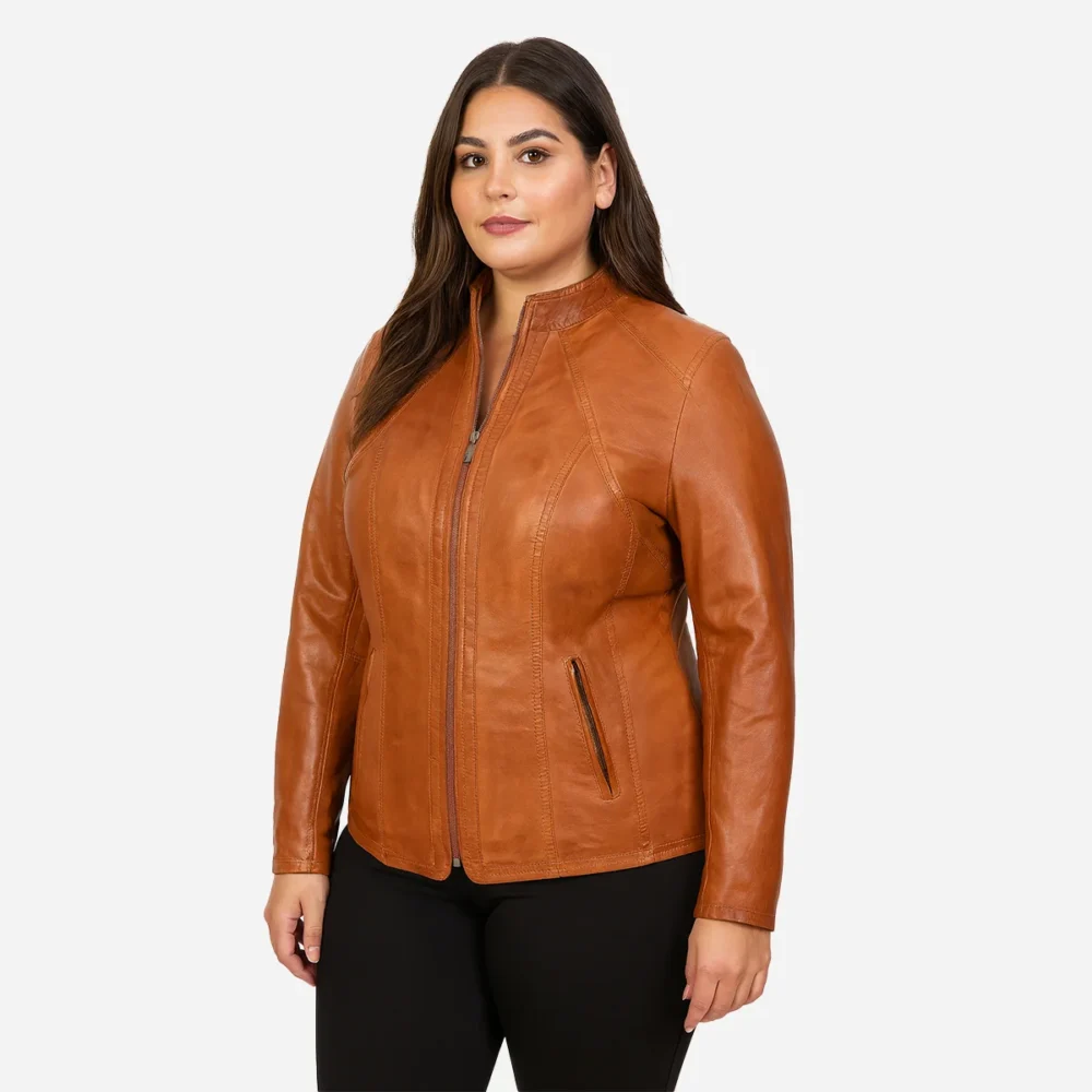 Womens leather plus size jacket brandy 998