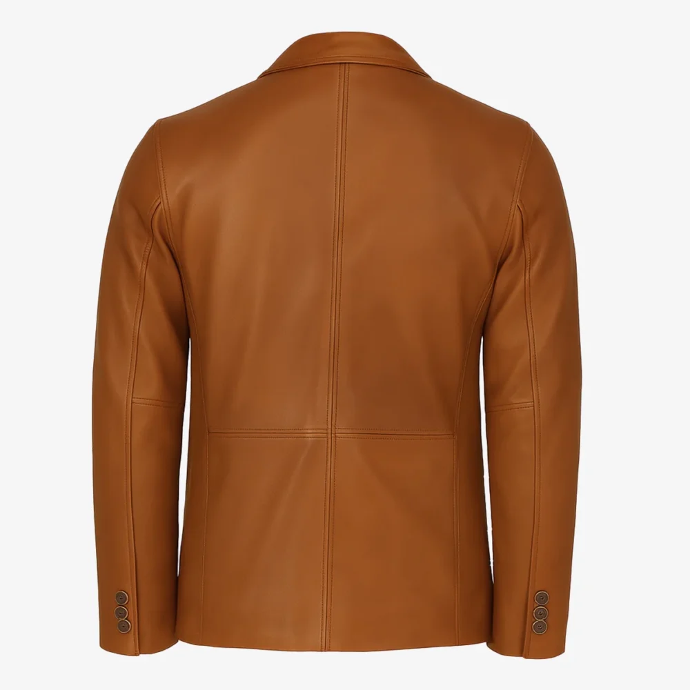 Mens leather brandy classic blazer Primo