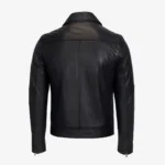 Men's hood leather jacket black 9932