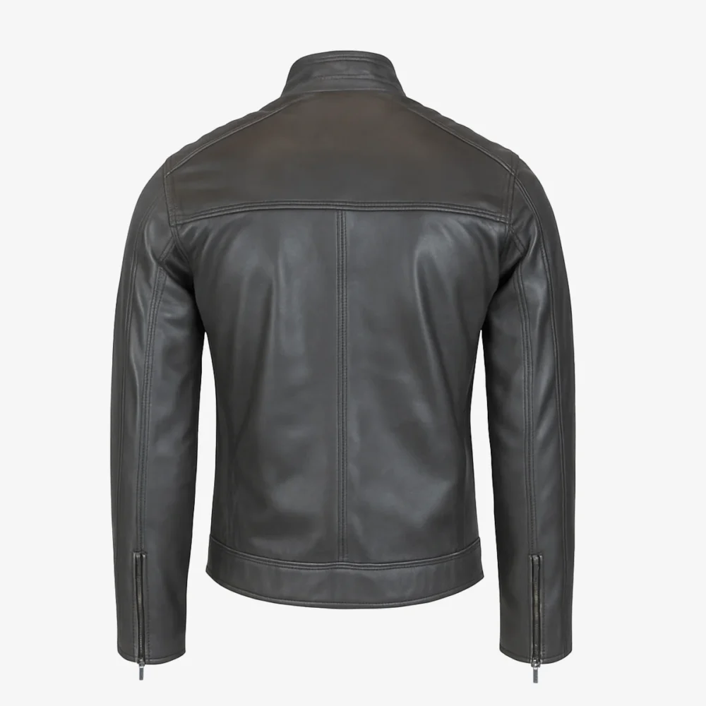 Mens leather jacket charcoal Ryan
