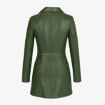 Womens leather half long jacket green Sofia