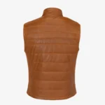Mens leather puffer brandy bodywarmer