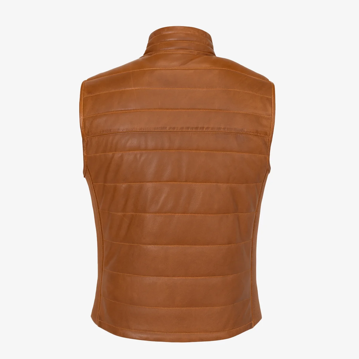 Mens leather puffer brandy bodywarmer - Image 3