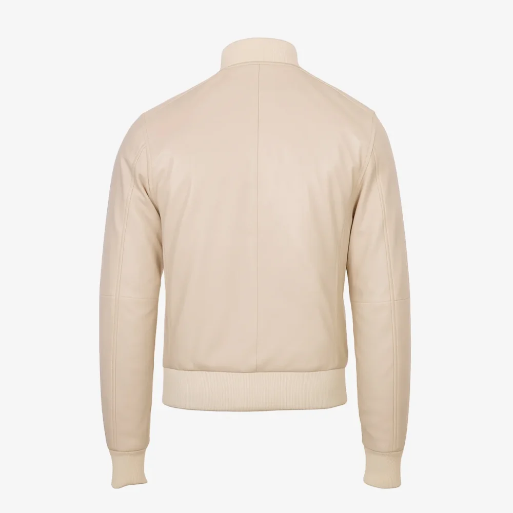 Men's leather bomber jacket Ecru