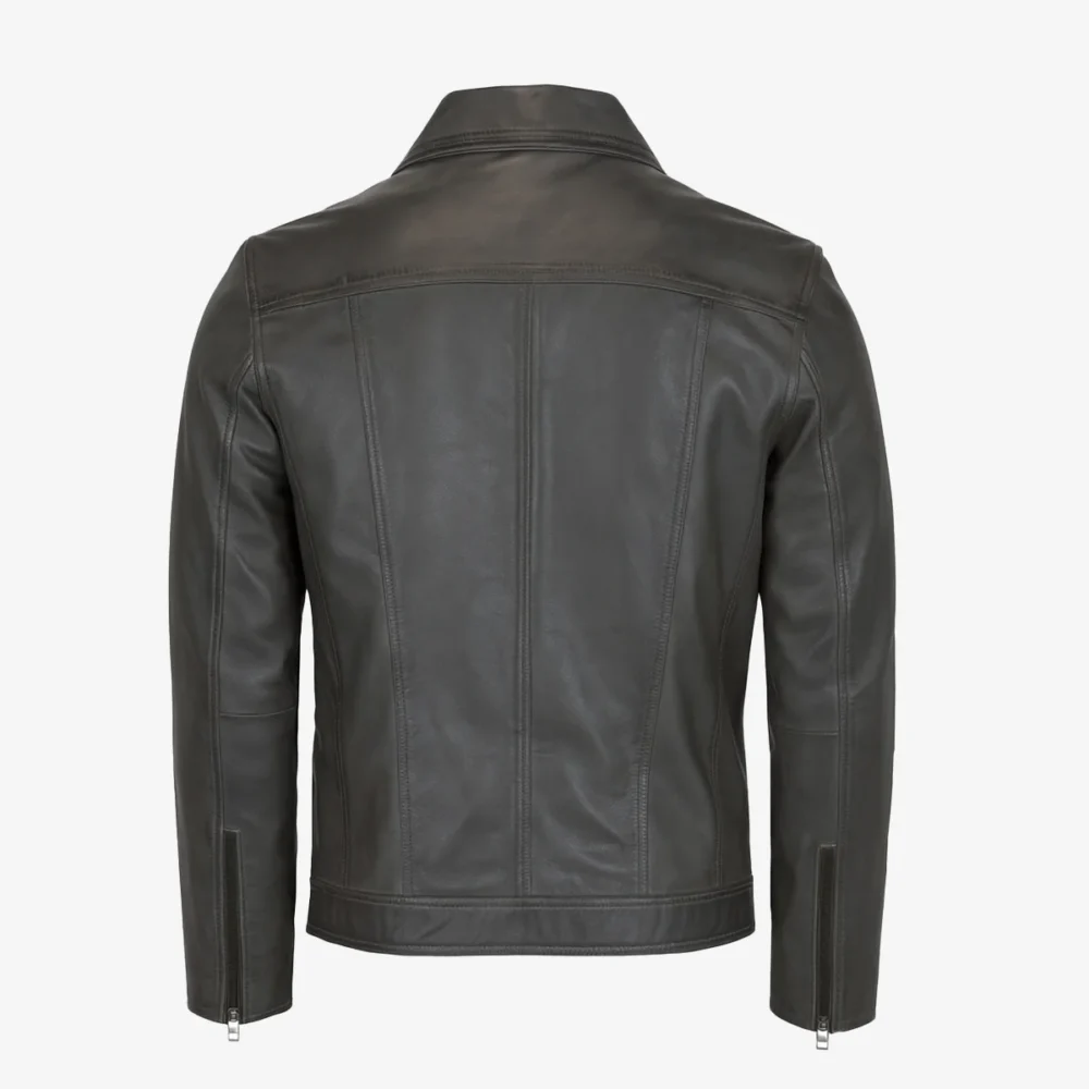 Mens leather jacket charcoal Da004