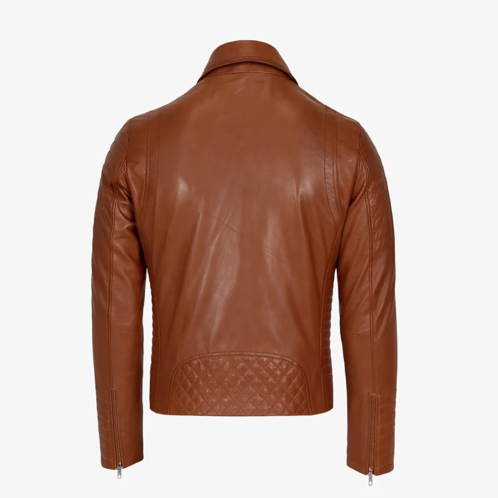 Mens leather biker jacket brandy Perfecto GBS