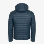 Mens leather puffer jacket jeans blue Basicmen