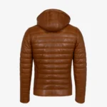 Mens leather puffer jacket brandy Basicmen