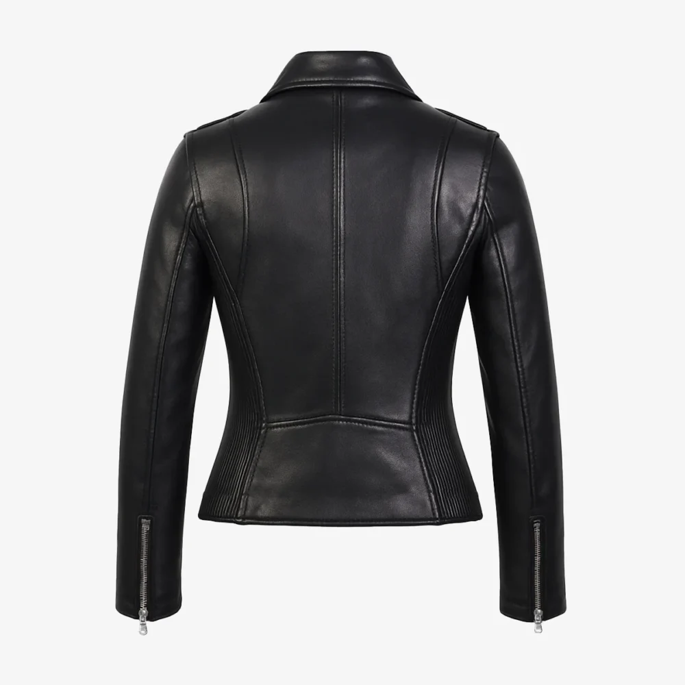 Ladies leather biker jacket perfecto black 9905
