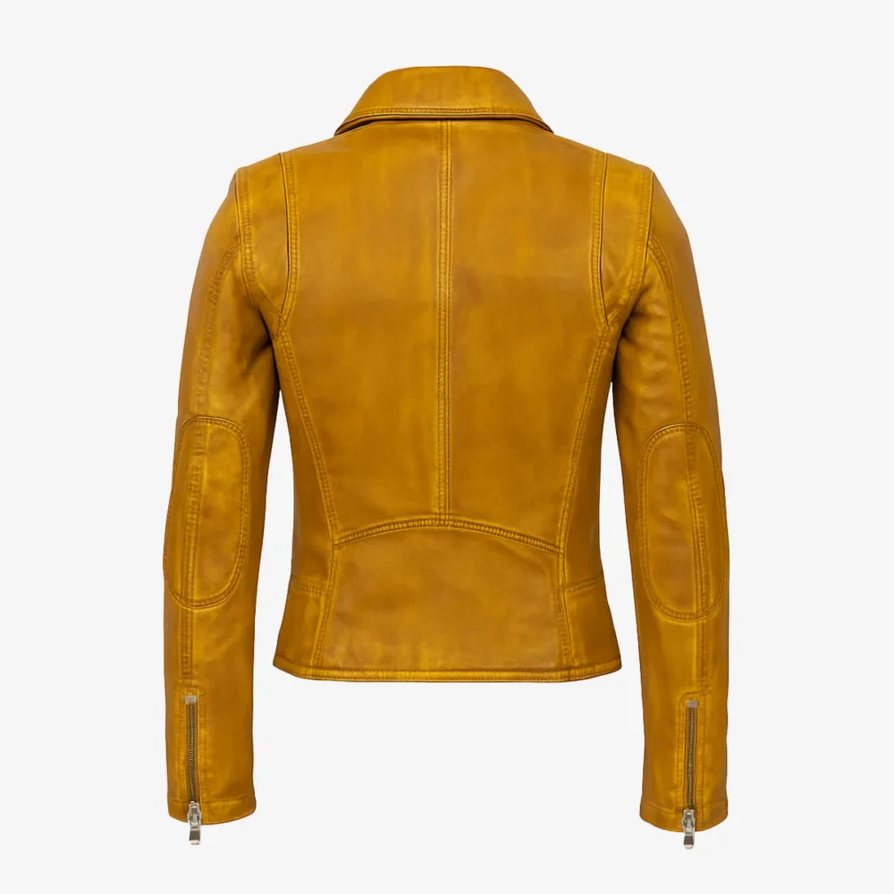 Ladies leather biker jacket yellow Perfecto  24