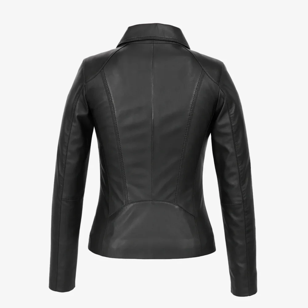 Womens leather jacket black Com 4