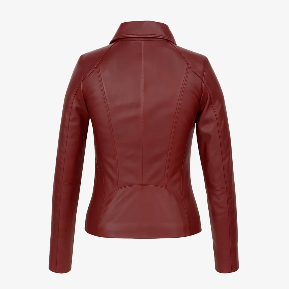 Womens leather jacket maroon Com 4