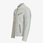 Men's leather jacket white 9948