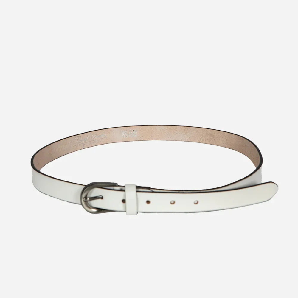 Women's hand waxed white buffalo leather belt (25MM)