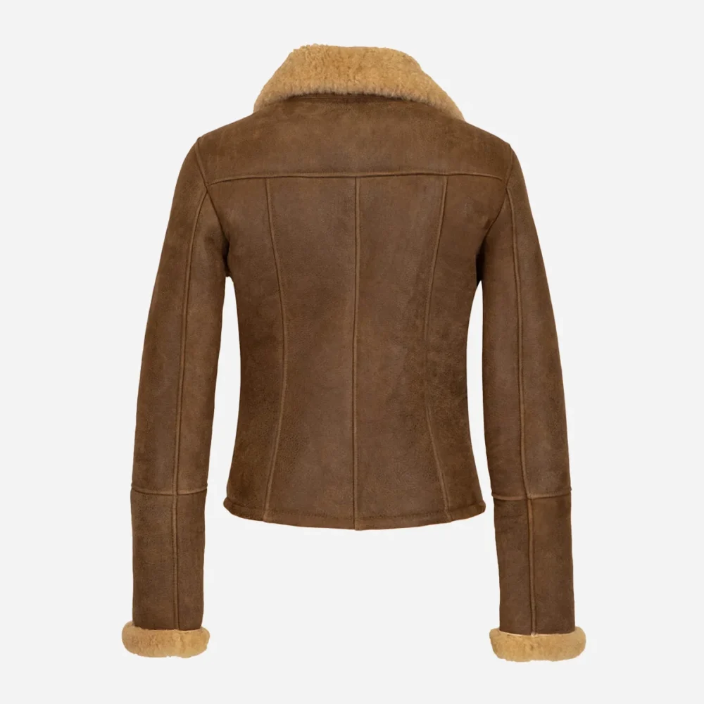 Women's shearling coat cognac crop Kat