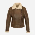 Women's shearling crop coat hazelnut Bronx