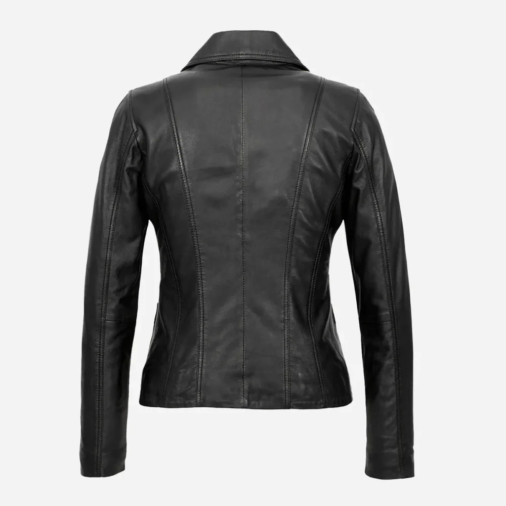 Womens leather black Blazer 24