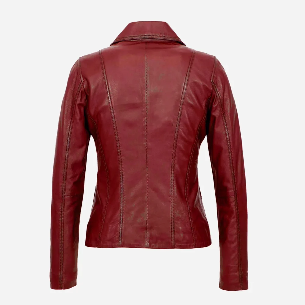 Womens leather Blazer 24 red